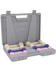 HOMCOM 10KG Dumbbells Set with Carry Case, Hand Weights for Women and Men Home Gym Weight Lifting Training, Pink, Purple, Grey, 
