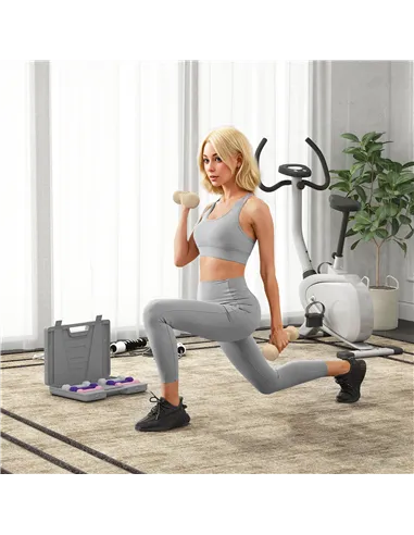 HOMCOM 10KG Dumbbells Set with Carry Case, Hand Weights for Women and Men Home Gym Weight Lifting Training, Pink, Purple, Grey, 