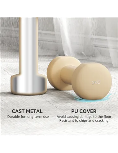 HOMCOM 10KG Dumbbells Set with Carry Case, Hand Weights for Women and Men Home Gym Weight Lifting Training, Pink, Purple, Grey, 