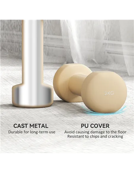 HOMCOM 10KG Dumbbells Set with Carry Case, Hand Weights for Women and Men Home Gym Weight Lifting Training, Pink, Purple, Grey, 