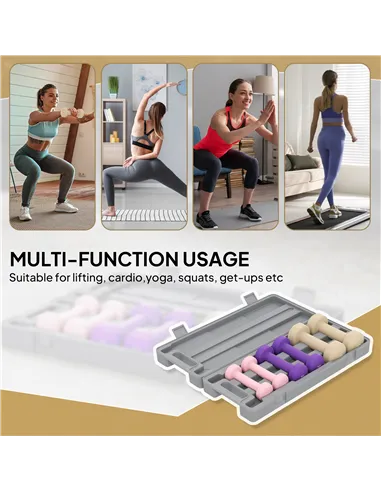 HOMCOM 6Kg Dumbbell Set, Fitness Weight Set for Men and Women, Home Gym Workout, Pink, Purple, Brown