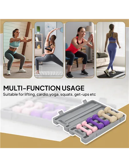 HOMCOM 6Kg Dumbbell Set, Fitness Weight Set for Men and Women, Home Gym Workout, Pink, Purple, Brown