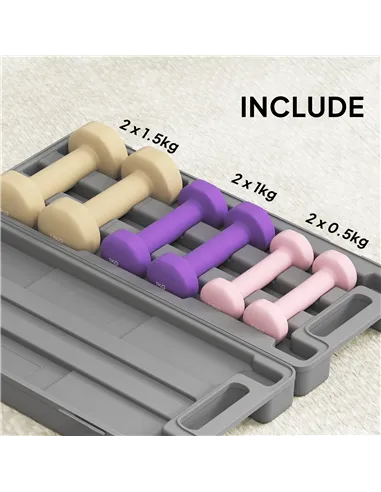 HOMCOM 6Kg Dumbbell Set, Fitness Weight Set for Men and Women, Home Gym Workout, Pink, Purple, Brown