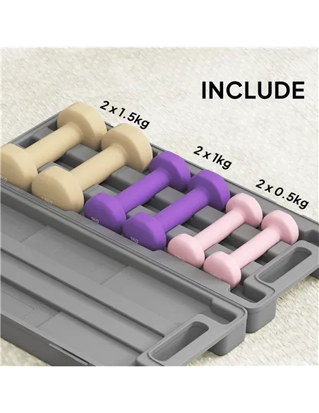 HOMCOM 6Kg Dumbbell Set, Fitness Weight Set for Men and Women, Home Gym Workout, Pink, Purple, Brown