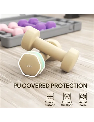 HOMCOM 6Kg Dumbbell Set, Fitness Weight Set for Men and Women, Home Gym Workout, Pink, Purple, Brown