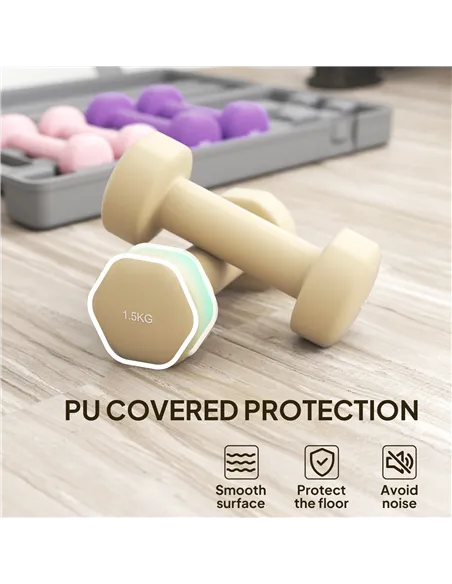 HOMCOM 6Kg Dumbbell Set, Fitness Weight Set for Men and Women, Home Gym Workout, Pink, Purple, Brown