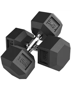 HOMCOM 2x15KG Rubber Hex Dumbbell Portable Hand Weights Dumbbell Home Gym