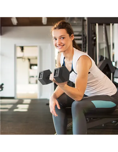 HOMCOM 2x15KG Rubber Hex Dumbbell Portable Hand Weights Dumbbell Home Gym