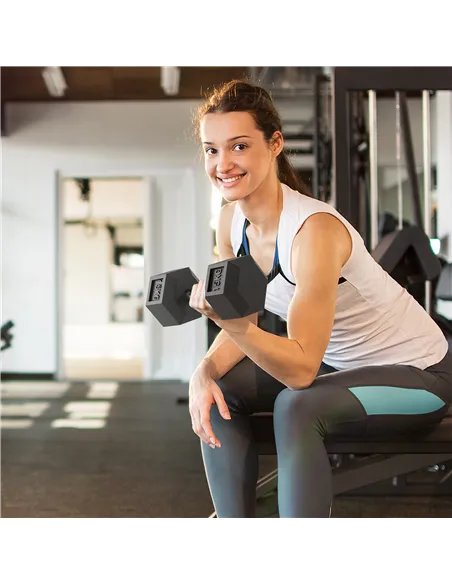 HOMCOM 2x15KG Rubber Hex Dumbbell Portable Hand Weights Dumbbell Home Gym