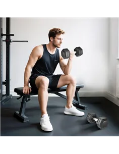 HOMCOM 2x12.5KG Rubber Hex Dumbbell Portable Hand Weights Dumbbell Home Gym 2