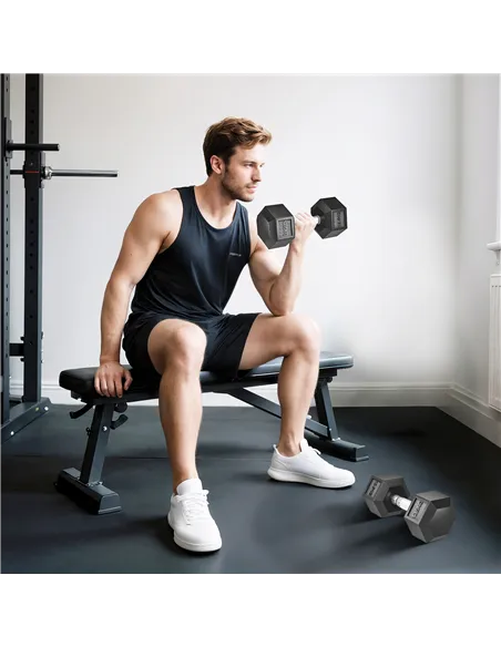 HOMCOM 2x12.5KG Rubber Hex Dumbbell Portable Hand Weights Dumbbell Home Gym