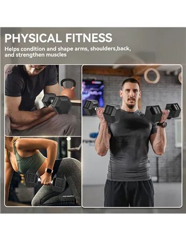HOMCOM 2x12.5KG Rubber Hex Dumbbell Portable Hand Weights Dumbbell Home Gym