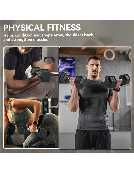 HOMCOM 2x12.5KG Rubber Hex Dumbbell Portable Hand Weights Dumbbell Home Gym