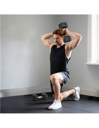 HOMCOM 2x12.5KG Rubber Hex Dumbbell Portable Hand Weights Dumbbell Home Gym