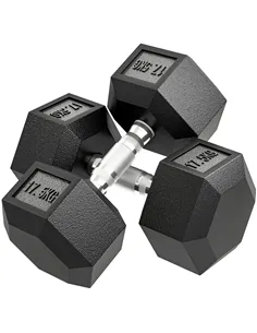 HOMCOM 2x17.5KG Rubber Hex Dumbbell Portable Hand Weights Dumbbell Home Gym