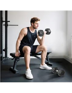 HOMCOM 2x17.5KG Rubber Hex Dumbbell Portable Hand Weights Dumbbell Home Gym 2