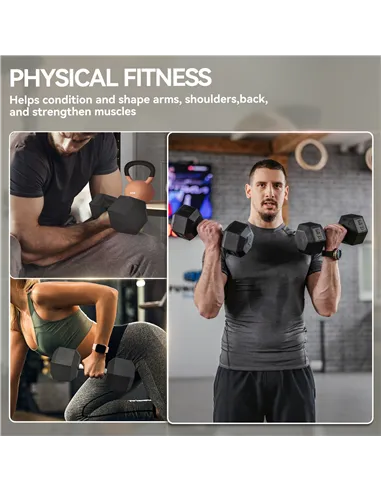 HOMCOM 2x17.5KG Rubber Hex Dumbbell Portable Hand Weights Dumbbell Home Gym