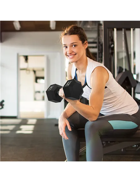 HOMCOM 2x17.5KG Rubber Hex Dumbbell Portable Hand Weights Dumbbell Home Gym