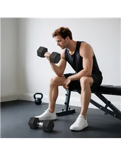 HOMCOM 2x20KG Rubber Hex Dumbbell Portable Hand Weights Dumbbell Home Gym 2