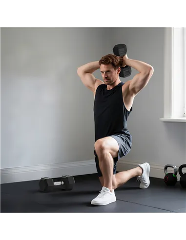 HOMCOM 2x20KG Rubber Hex Dumbbell Portable Hand Weights Dumbbell Home Gym