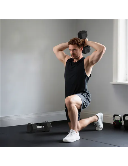 HOMCOM 2x20KG Rubber Hex Dumbbell Portable Hand Weights Dumbbell Home Gym