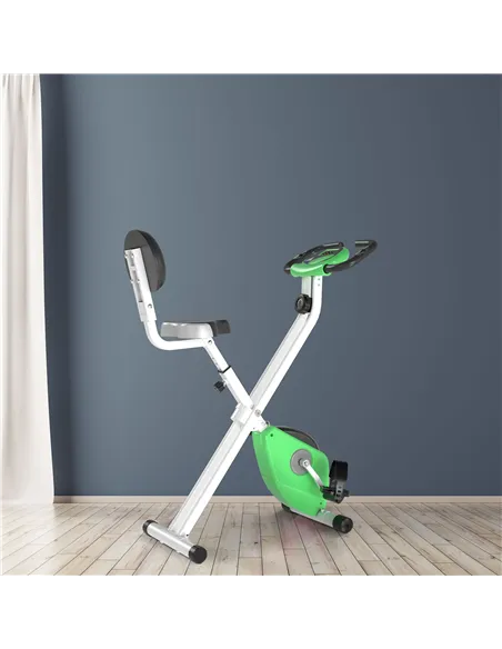 HOMCOM Folding Exercise Bike, Fitness Bicycle Indoor Trainer, 8-Level Magnetic Resistance Adjustable, with LCD Monitor, Pulse Se