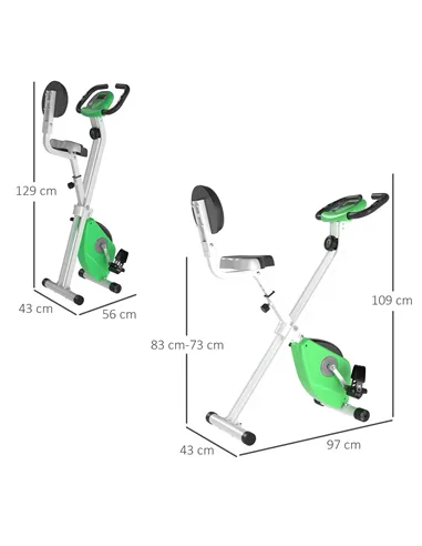 HOMCOM Folding Exercise Bike, Fitness Bicycle Indoor Trainer, 8-Level Magnetic Resistance Adjustable, with LCD Monitor, Pulse Se