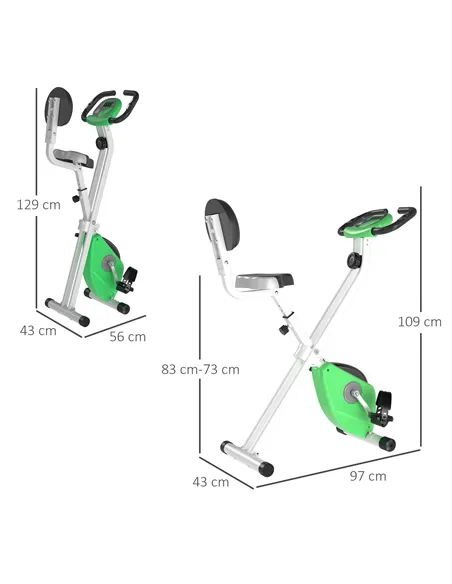 HOMCOM Folding Exercise Bike, Fitness Bicycle Indoor Trainer, 8-Level Magnetic Resistance Adjustable, with LCD Monitor, Pulse Se