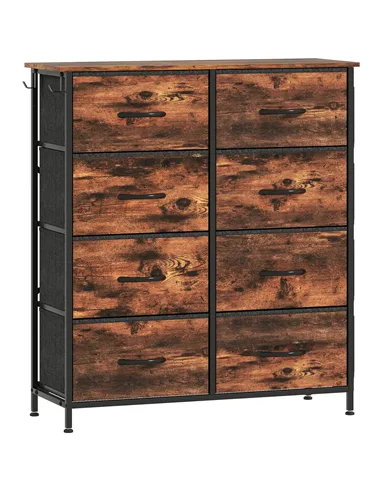 HOMCOM Chest of Eight Fabric Drawers - Rustic Brown