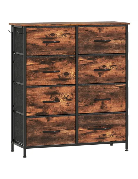 HOMCOM Chest of Eight Fabric Drawers - Rustic Brown