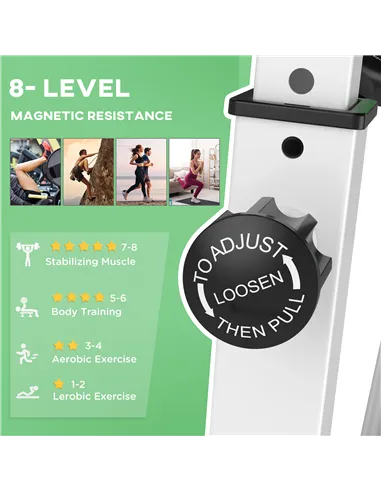 HOMCOM Folding Exercise Bike, Fitness Bicycle Indoor Trainer, 8-Level Magnetic Resistance Adjustable, with LCD Monitor, Pulse Se