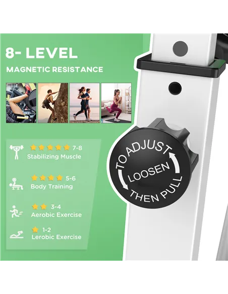 HOMCOM Folding Exercise Bike, Fitness Bicycle Indoor Trainer, 8-Level Magnetic Resistance Adjustable, with LCD Monitor, Pulse Se