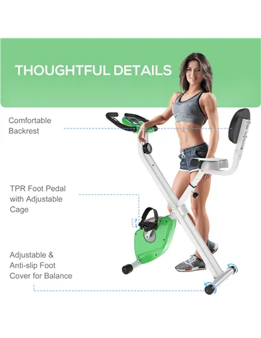 HOMCOM Folding Exercise Bike, Fitness Bicycle Indoor Trainer, 8-Level Magnetic Resistance Adjustable, with LCD Monitor, Pulse Se