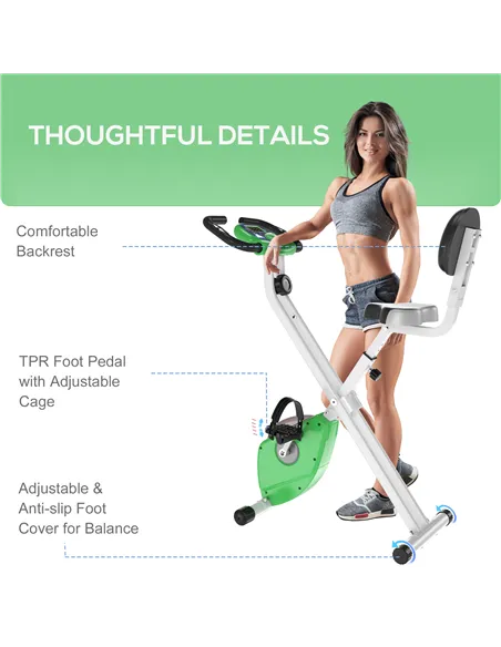 HOMCOM Folding Exercise Bike, Fitness Bicycle Indoor Trainer, 8-Level Magnetic Resistance Adjustable, with LCD Monitor, Pulse Se