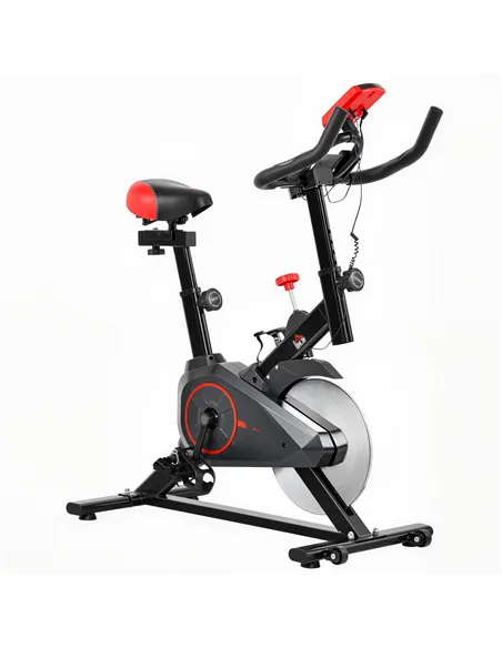 HOMCOM Indoor Upright Exercise Bike Machine, with Adjustable Seat, Resistance, Handlebar, LCD Display
