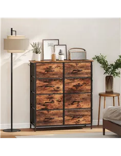 HOMCOM Chest of Eight Fabric Drawers - Rustic Brown 2