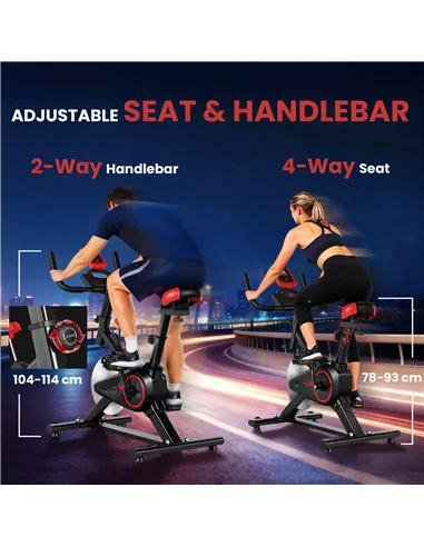 HOMCOM Indoor Upright Exercise Bike Machine, with Adjustable Seat, Resistance, Handlebar, LCD Display