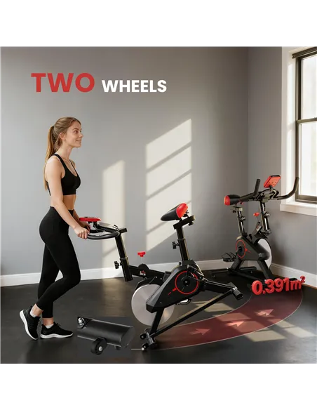 HOMCOM Indoor Upright Exercise Bike Machine, with Adjustable Seat, Resistance, Handlebar, LCD Display