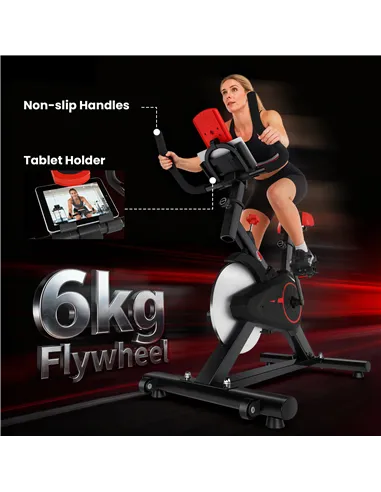 HOMCOM Indoor Upright Exercise Bike Machine, with Adjustable Seat, Resistance, Handlebar, LCD Display