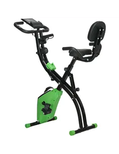 HOMCOM 2-in-1 Folding Exercise Bike with 8-Level Magnetic Resistance, Arm Resistance Band, Pulse Sensor, Green