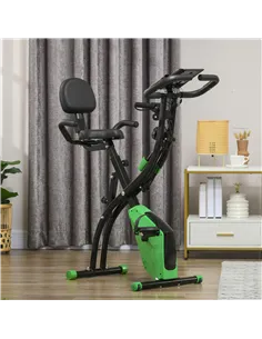 HOMCOM 2-in-1 Folding Exercise Bike with 8-Level Magnetic Resistance, Arm Resistance Band, Pulse Sensor, Green 2