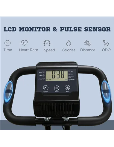 HOMCOM 2-in-1 Folding Exercise Bike with 8-Level Magnetic Resistance, Arm Resistance Band, Pulse Sensor, Green