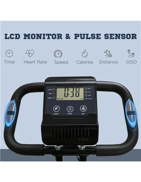 HOMCOM 2-in-1 Folding Exercise Bike with 8-Level Magnetic Resistance, Arm Resistance Band, Pulse Sensor, Green