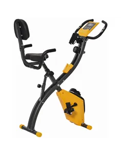 HOMCOM 2-in-1 Folding Exercise Bike with 8-Level Magnetic Resistance, Arm Resistance Band, Pulse Sensor, Yellow