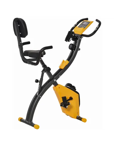 HOMCOM 2-in-1 Folding Exercise Bike with 8-Level Magnetic Resistance, Arm Resistance Band, Pulse Sensor, Yellow