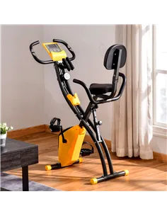 HOMCOM 2-in-1 Folding Exercise Bike with 8-Level Magnetic Resistance, Arm Resistance Band, Pulse Sensor, Yellow 2
