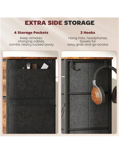 HOMCOM Chest of Eight Fabric Drawers - Rustic Brown