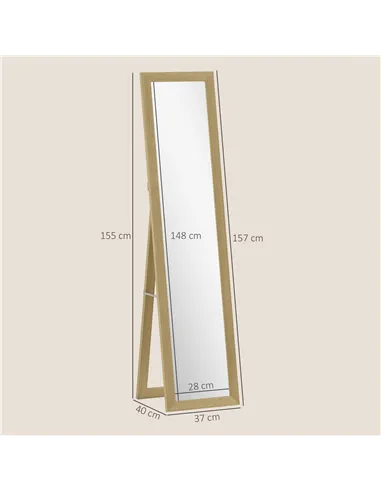 HOMCOM 37 x 157 cm Full Length Mirror - Natural