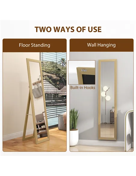 HOMCOM 37 x 157 cm Full Length Mirror - Natural
