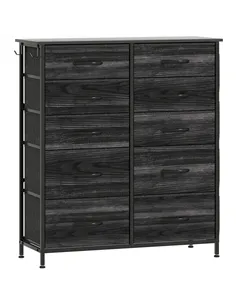 HOMCOM Chest of Ten Fabric Drawers - Black